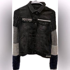 Desigual Black Denim Jacket Sz 36